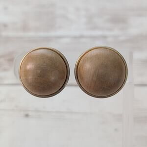 Vintage Ellen Designs Clip On Earrings Domed Tan Large & Chunky - Fair Condition